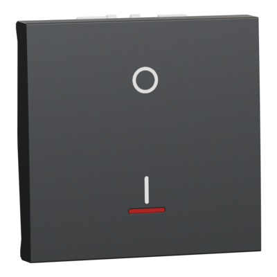 Unica - interrupteur bipolaire lumineux (indication) - bornier � vis - 2 modules - Anthracite - m�canisme seul