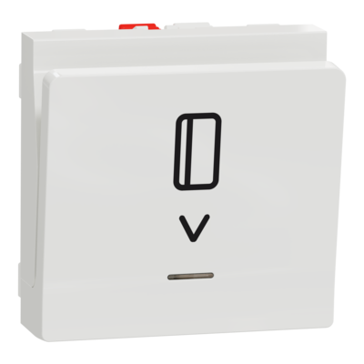 Unica - commande � carte NO/NF - 10A - 2 modules - Blanc - m�canisme seul - charge : lampe LED, incand, halog, fluocompact, tube fluo, ventil, convecteur 1470W / halog BT transfo elec 1470VA ferro 1000VA / contacteur