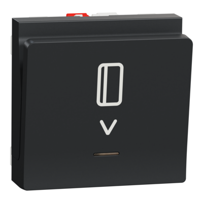 Unica - commande � carte NO/NF - 10A - 2 modules - Anthracite - m�canisme seul - charge : lampe LED, incand, halog, fluocompact, tube fluo, ventil, convecteur 1470W / halog BT transfo elec 1470VA ferro 1000VA / contacteur