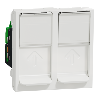 Unica - prise de communication RJ45 double - cat. 6 STP - 2 modules - Blanc - m�canisme seul