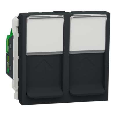 Unica - prise de communication RJ45 double - cat. 6 STP - 2 modules - Anthracite - m�canisme seul