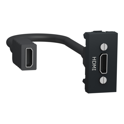 Unica - prise HDMI pr�connectoris�e - 1 module - Anthracite - m�canisme seul