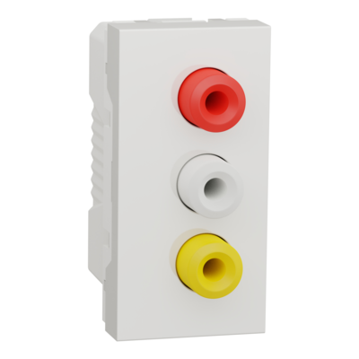 Unica - prise RCA triple (rouge blanc jaune) - 1 module - Blanc - m�canisme seul