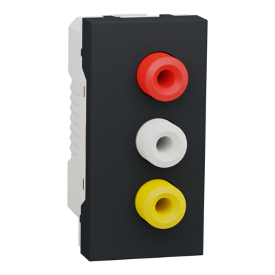 Unica - prise RCA triple (rouge blanc jaune) - 1 module - Anthracite - m�canisme seul