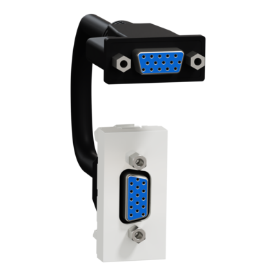 Unica - prise VGA (HD15 female) pr�connectoris�e - 1 module - Blanc - m�canisme seul