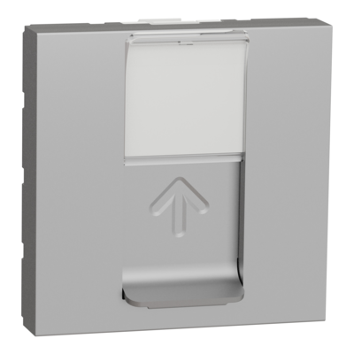 Unica - prise de communication RJ45 simple - cat. 6A blind� STP FTP - 2 modules - Alu - m�canisme seul