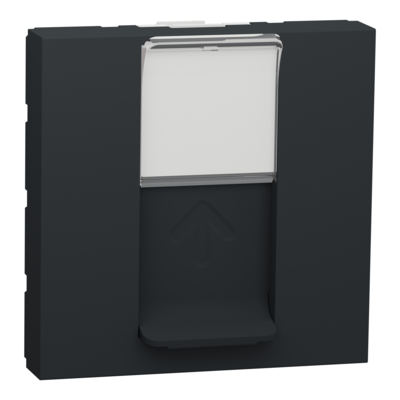 Unica - prise RJ45 simple - cat 6A blind� STP FTP - 2 mod - Anthraci - m�ca seul