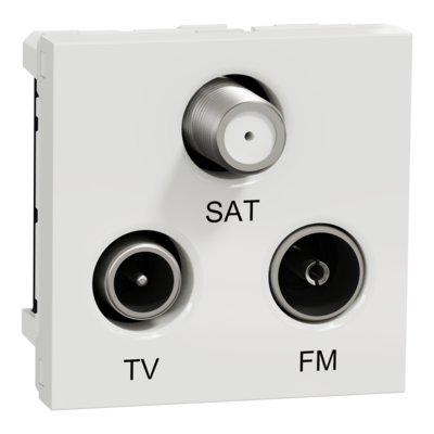 Unica - prise t�l�vision et radio - TV + FM + SAT - 2 modules - Blanc - m�canisme seul