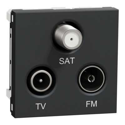 Unica - prise t�l�vision et radio - TV + FM + SAT - 2 modules - Anthracite - m�canisme seul