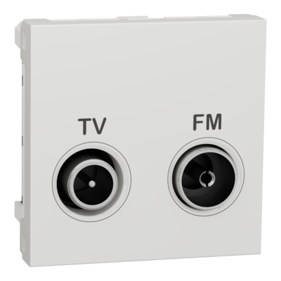 Unica - prise t�l�vision et radio - TV + FM - individuel - 2 modules - Blanc - m�canisme seul