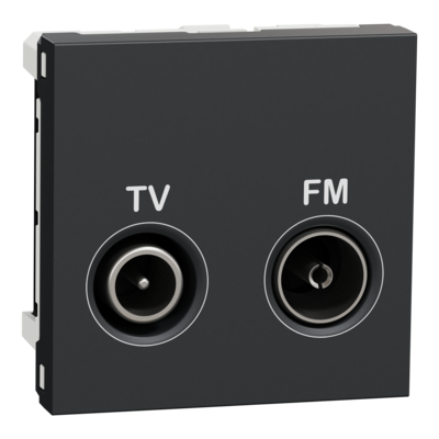 Unica - prise t�l�vision et radio - TV + FM - individuel - 2 modules - Anthracite - m�canisme seul