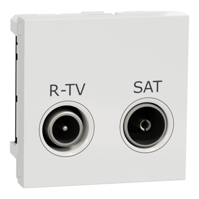 Unica - prise t�l�vision et radio - R-TV + SAT - individuel - 2 modules - Blanc - m�canisme seul