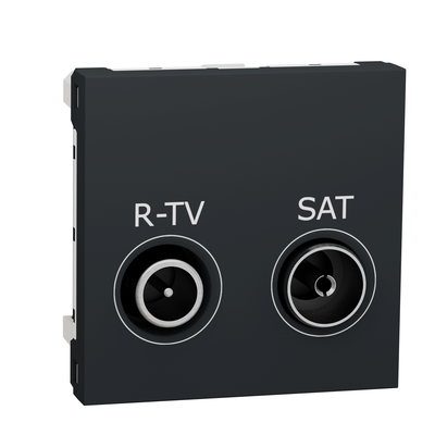 Unica - prise t�l�vision et radio - R-TV + SAT - individuel - 2 modules - Anthracite - m�canisme seul