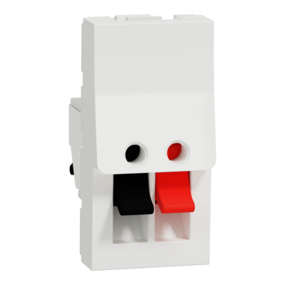 Unica - prise haut-parleur 1 sortie (rouge + noir) - 1 module - Blanc - m�canisme seul