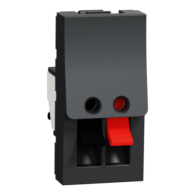 Unica - prise haut-parleur 1 sortie (rouge + noir) - 1 module - Anthracite - m�canisme seul