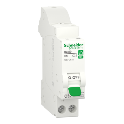 Resi9 XE - Disjoncteur embrochable - 1P + N - 32 A - Courbe C - Largeur : 2 pas de 9 mm - blanc RAL 9003 - CE - NF - Icn 3000 A � 230 V CA 50 Hz selon EN/IEC 60898-1 - Classe de limitation : 3 selon EN/IEC 60898-1
