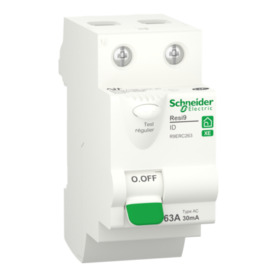 Resi9 XE - interrupteur diff�rentiel - 2P - 63A - 30mA - Type AC - 2 modules de 18 mm - embrochable