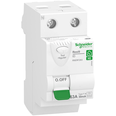 RESI9 XE - interrupteur diff�rentiel - 2P - 63A - 30mA - Type Fsi - 2 modules de 18 mm - embrochable