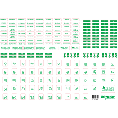 Resi9 - lot de 10 - page de symbole d\'�tiquettes - Largeur : 13 modules - adh�sif - L 290mm - H 420mm