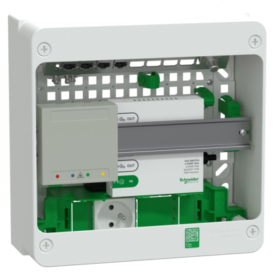 Resi9 Coffret VDI 13M1R - Switch 5ports PoE - grade 3TV 4xRJ45 cat6a