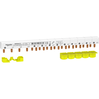 Resi9 XP - Peigne de raccordement - 3P+N - 13 modules de 18 mm - Ie 63A 40�C - Ue 230VCA Ph/N | 400VCA Ph/Ph - d�coupable - Livr� avec cache dent de 5 mod. - CE - Pas de raccordement : t�te 18mm | d�part 9mm - blanc RAL 9003