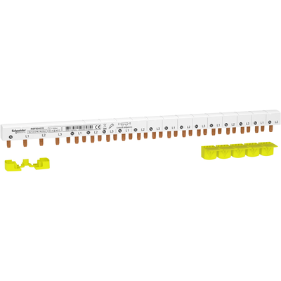 Resi9 XP - Peigne de raccordement - 3P+N - 18 modules de 18 mm - Ie 63A 40�C - Ue 230VCA Ph/N | 400VCA Ph/Ph - d�coupable - Livr� avec cache dent de 5 mod. - CE - Pas de raccordement : t�te 18mm | d�part 9mm - blanc RAL 9003
