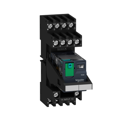 Harmony  RXM - relais mont� sur embase cont mixtes - 4OF - 6A - test - 24VDC