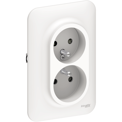 Ovalis - double prise de courant - 2P+T - r�novation pour bo�te simple