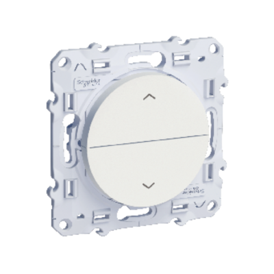 Odace - Double poussoir pour volets-roulants - blanc RAL 9003 brillant - verrouillage m�canique et �lectrique entre haut/bas - Fixation par vis - Livr� avec protection peinture - lot de 5 - 6 A - 250 VCA - 3 bornes sans vis - IK04 IP21D