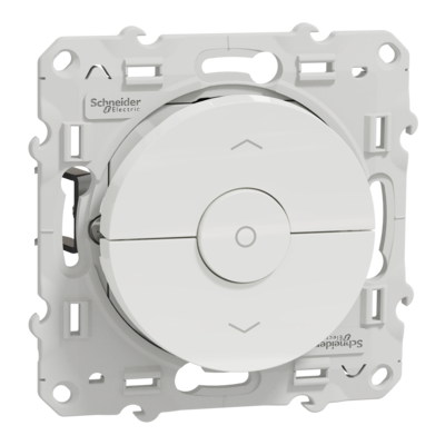Odace - interrupteur 3 boutons pour volets-roulants - blanc RAL 9003 brillant - verrouillage m�canique et �lectrique entre haut/bas - Fixation par vis -Livr� avec protection peinture -lot de 5 - 6 AX - 250 VCA -3 bornes sans vis -IK04 IP21D