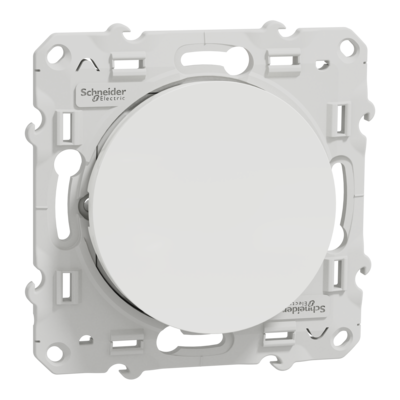 Odace - bouton-poussoir - sans marquage - lumineux - blanc (RAL 9003) - brillant - Fixation par vis - 2 bornes sans vis - 10 A - 250 V CA 50/60 Hz - LED 1,5 mA - IK04 - IP21 D - couvercle de protection peinture - Certifi� NF