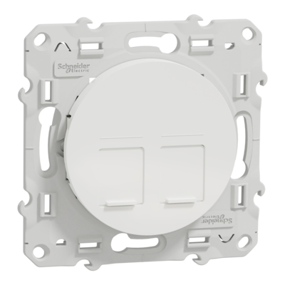 Odace, prise double RJ45 Blanc, sans connecteur (empreinte Infraplus)