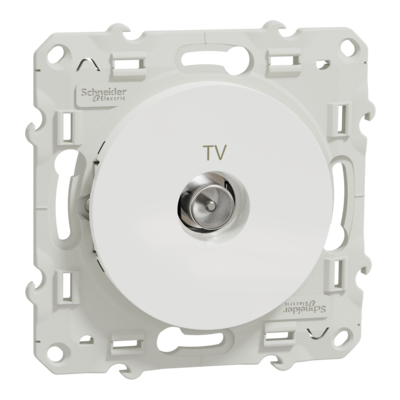 Odace - blindage TV simple - encastr� - blanc RAL9003 brillant - TV : m�le IEC 9.52 mm - Fixation par vis - Livr� avec couvercle de protection peinture - IK04 - IP21 D - sans halog�ne - qt� 10