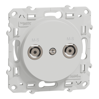 Odace - prise TV multiservices - encastr� - blanc RAL9003 brillant - Fixation par vis - Livr� avec couvercle de protection peinture - IK04 - IP21 D - sans halog�ne - lot de 5
