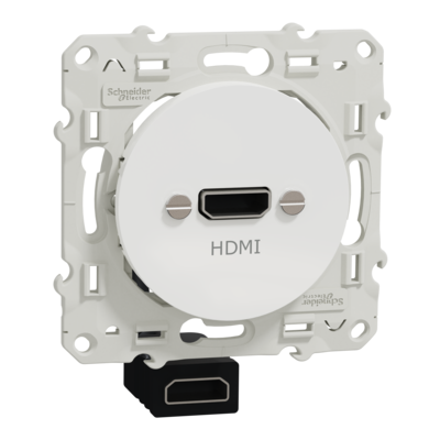 Odace - prise HDMI type A - Blanc - prise femelle / c�ble femelle � l\'arri�re
