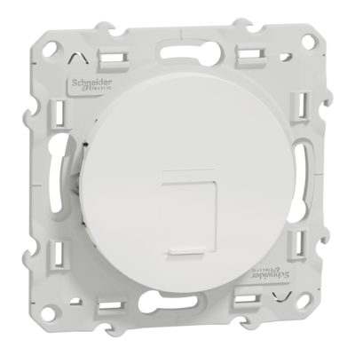 Odace - prise de communication simple - blanc (RAL 9003) - brillant - RJ45 (8 contacts) Cat.6 <= 250 MHz - paire torsad�e non blind�e - UTP - Fixation par vis - Livr�e avec protection peinture - qt� 10 - IP21 - IK04 - sans halog�ne