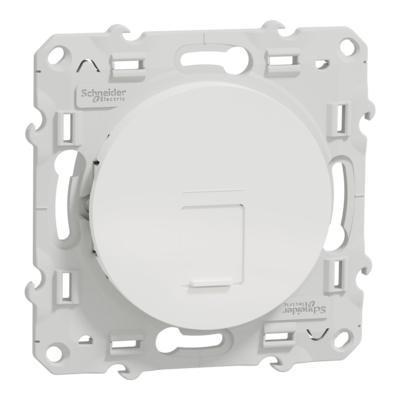 Odace - prise de communication simple - blanc (RAL 9003) - brillant - RJ45 (8 contacts) Cat.6<sub>A</sub> <= 500 MHz - paire torsad�e blind�e - STP - Fixation par vis - Livr�e avec protection peinture - qt� 10 - IP21 - IK04 - sans halog�ne