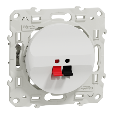 Odace - prise haut-parleur 1 sortie - blanc - fixation par vis - bornes pression
