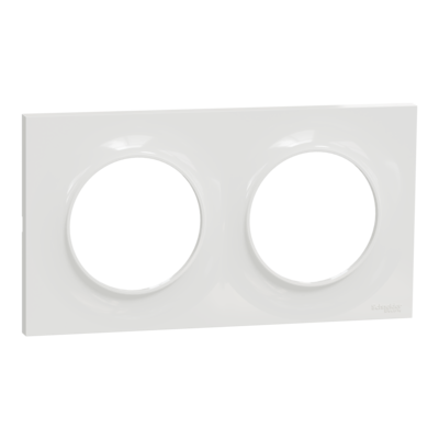 Odace - Styl - plaque - blanc (RAL 9003) - 2 postes horizontal 71mm | 2 postes vertical 71mm - qt� 10 - Vente par quantit� indivisible de 1 - H 85mm - L 156mm - P 10mm - IK04 - IP21 D - sans halog�ne