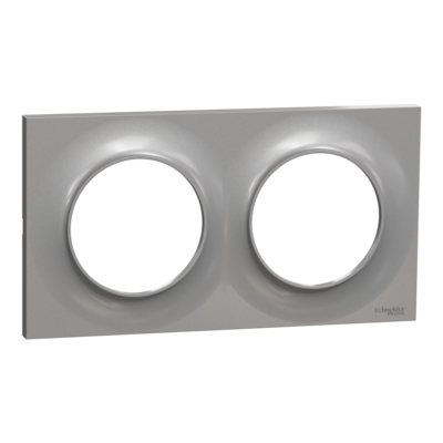 Odace - Styl - plaque - aluminium - 2 postes horizontal 71mm | 2 postes vertical 71mm - lot de 5 - Vente par quantit� indivisible de 1 - H 85mm - L 156mm - P 10mm - IK04 - IP21 D - sans halog�ne