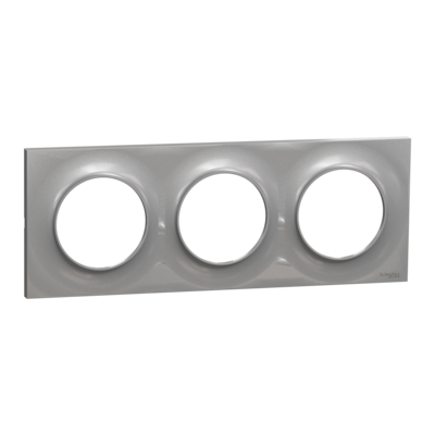 Odace - Styl - plaque - aluminium - 3 postes horizontal 71mm | 3 postes vertical 71mm - lot de 5 - Vente par quantit� indivisible de 1 - H 85mm - L 227mm - P 10mm - IK04 - IP21 D - sans halog�ne