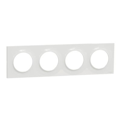Odace - Styl - plaque - blanc (RAL 9003) - 4 postes horizontal 71mm | 4 postes vertical 71mm - lot de 5 - Vente par quantit� indivisible de 1 - H 85mm - L 298mm - P 10mm - IK04 - IP21 D - sans halog�ne