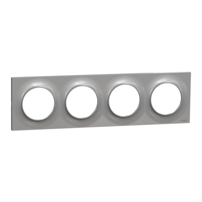 Odace - Styl - plaque - aluminium - 4 postes horizontal 71mm | 4 postes vertical 71mm - lot de 5 - Vente par quantit� indivisible de 1 - H 85mm - L 298mm - P 10mm - IK04 - IP21 D - sans halog�ne