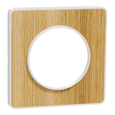 Odace - Touch - plaque - blanc et bois naturel (RAL 9003) - 1 poste - qt� 10 - Vente par quantit� indivisible de 1 - H 85mm - L 85mm - P 10mm - IK04 - IP21 D - sans halog�ne