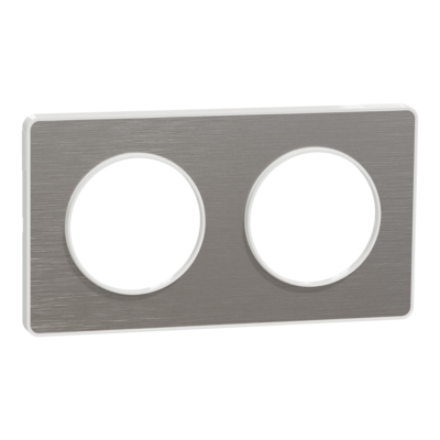 Odace - Touch - plaque - Aluniminium bross� - 2 postes horizontal 71mm | 2 postes vertical 71mm - lot de 5 - Vente par quantit� indivisible de 1 - H 85mm - L 156mm - P 10mm - IK04 - IP21 D - sans halog�ne