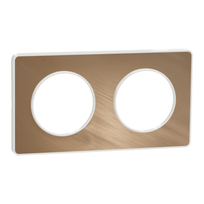 Odace - Touch - plaque - blanc et aluminium bross� (RAL 9003) - 2 postes horizontal 71mm | 2 postes vertical 71mm - lot de 5 - Vente par quantit� indivisible de 1 - H 85mm - L 156mm - P 10mm - IK04 - IP21 D - sans halog�ne