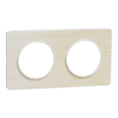 Odace - Touch - plaque - blanc et bois nordique (RAL 9003) - 2 postes horizontal 71mm | 2 postes vertical 71mm - lot de 5 - Vente par quantit� indivisible de 1 - H 85mm - L 156mm - P 10mm - IK04 - IP21 D - sans halog�ne