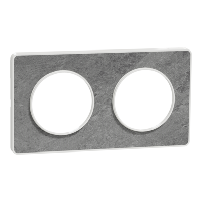 Odace - Touch - plaque - blanc et pierre galet - 2 postes horizontal 71mm | 2 postes vertical 71mm - lot de 5 - Vente par quantit� indivisible de 1 - H 85mm - L 156mm - P 10mm - IK04 - IP21 D - sans halog�ne
