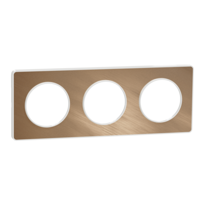 Odace - Touch - plaque - blanc et aluminium bross� (RAL 9003) - 3 postes horizontal 71mm | 3 postes vertical 71mm - lot de 5 - Vente par quantit� indivisible de 1 - H 85mm - L 227mm - P 10mm - IK04 - IP21 D - sans halog�ne