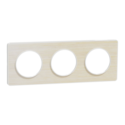 Odace - Touch - plaque - blanc et bois nordique (RAL 9003) - 3 postes horizontal 71mm | 3 postes vertical 71mm - lot de 5 - Vente par quantit� indivisible de 1 - H 85mm - L 227mm - P 10mm - IK04 - IP21 D - sans halog�ne